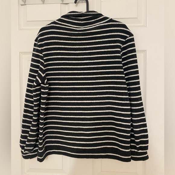 LOFT B&W Horizontal Striped High-neck Sweater - Picture 2 of 4